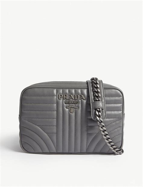 prada diagramme camera bag grey|Prada leather camera bag.